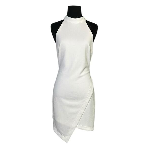 Aakaa white asymmetrical sleeveless halter party body con dress size Medium - Picture 11 of 15